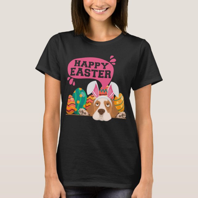 Happy Easter Dog Funny Dogs Bunny T-Shirt (Front)