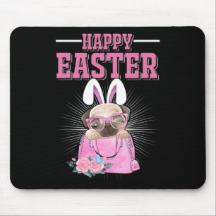 Happy Easter Dog Funny Pug Bunny _1 Mouse Pad