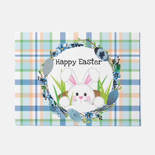 Happy Easter Doormat, Spring Decor Doormat (Front)