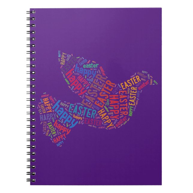 Happy Easter Dove Greeting Text Notebook (Front)