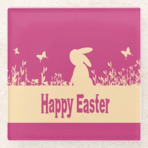 happy Easter,dreamy hare Glass Coaster