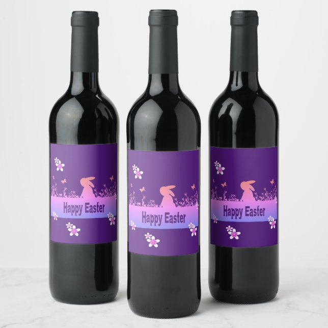 happy Easter,dreamy hare Wine Label (Bottles)