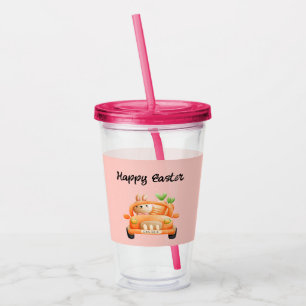 Happy Easter driver bunny on pink Acrylic Tumbler
