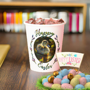 Happy Easter Duckling and Lamb Paper Cups