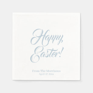 Happy Easter dusty blue custom script elegant cute Napkin