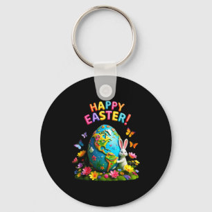 Happy easter earth day 2026 bunny world map easter key ring