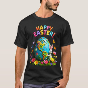 Happy easter earth day 2026 bunny world map easter T-Shirt