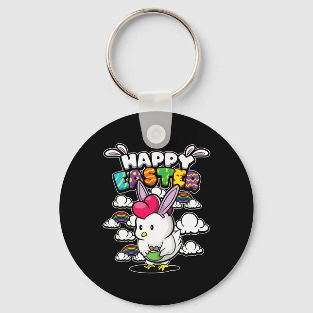 Happy Easter - Easter Animals - Disguised Chicken  Key Ring (Front)