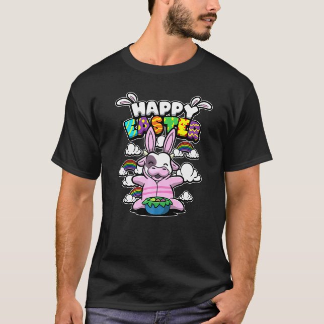 Happy Easter Easter Animals Disguised Cow T-Shirt (Front)