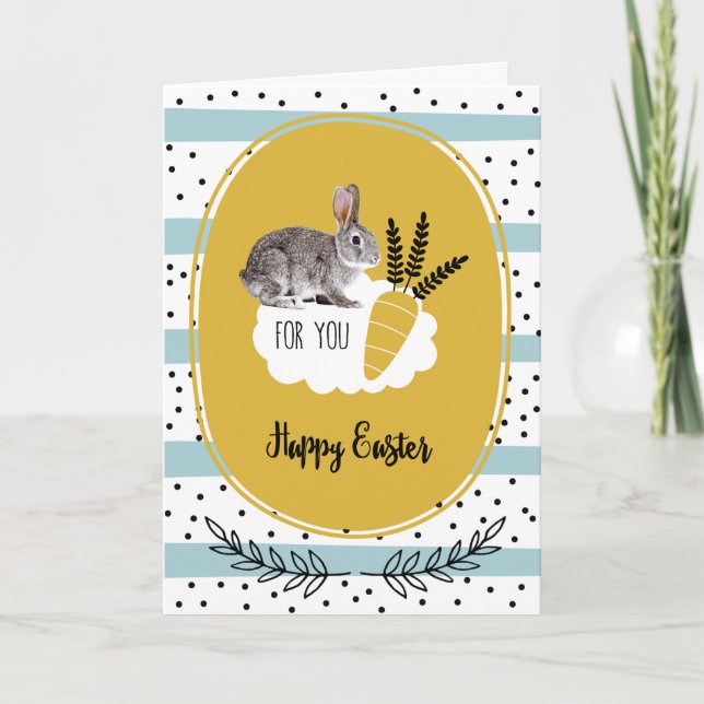 Happy Easter. Easter Bunny Custom Greeting Cards (Front)