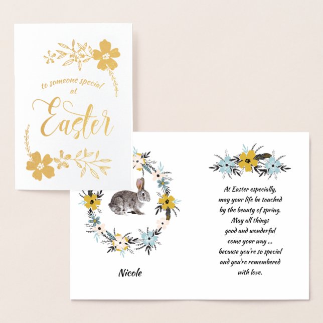 Happy Easter.  Easter Bunny Foil Card (Display)