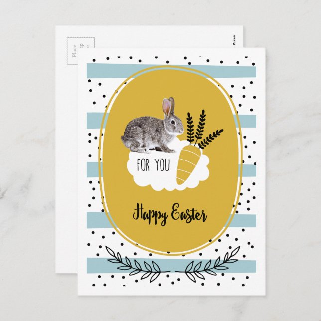Happy Easter. Easter Bunny  Holiday Postcard (Front/Back)