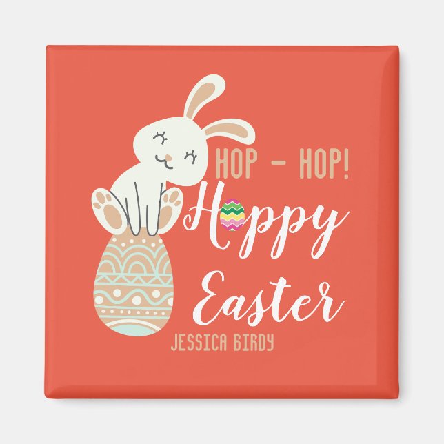  Happy Easter, easter bunny simple cute family  Magnet (Front)