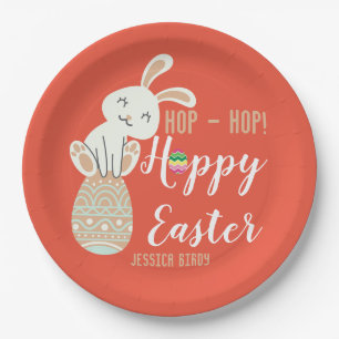  Happy Easter, easter bunny simple cute family  Paper Plate