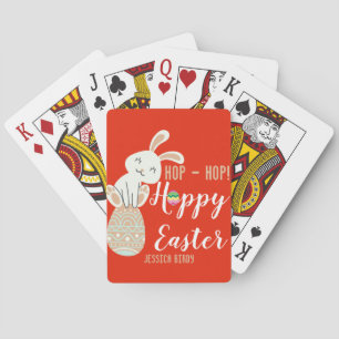 Happy Easter, easter bunny simple cute family Playing Cards