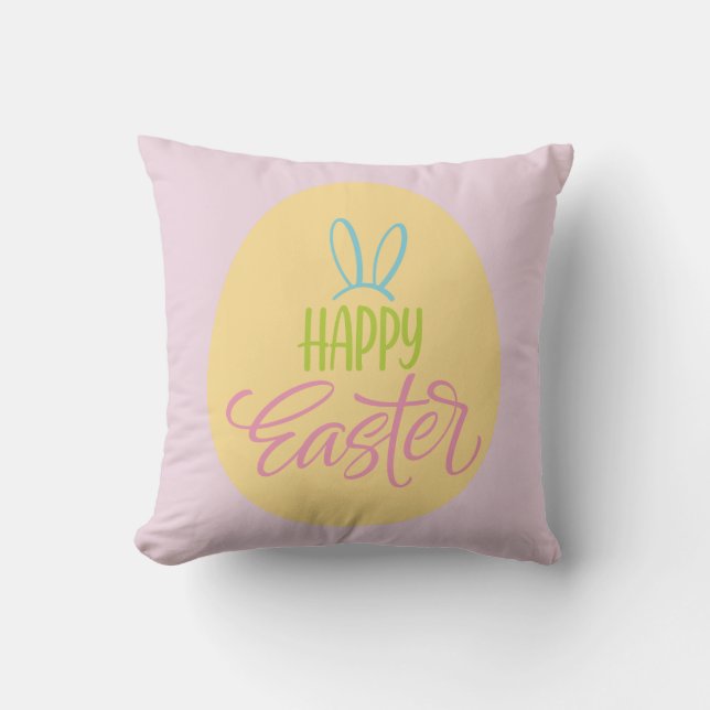 Happy Easter Easter Egg Throw Pillow (Front)