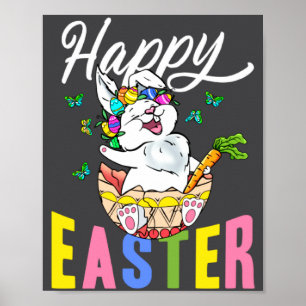 Happy Easter Easter Eggs Cute Easter Bunny Poster