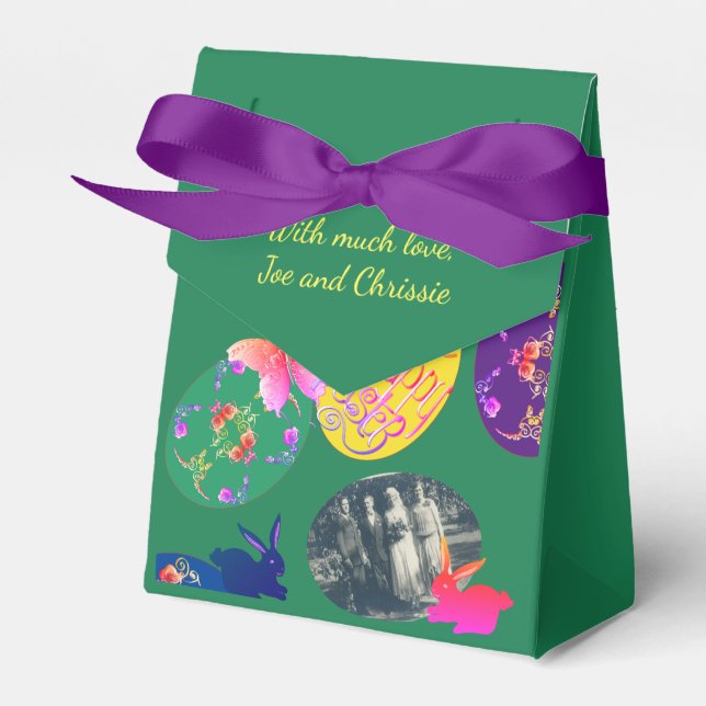 Happy Easter, Easter Eggs w/3 Photos  Favour Box (Front Side)