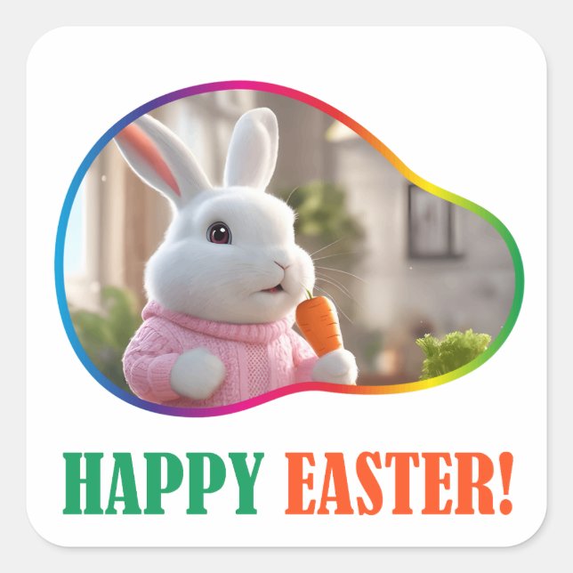 Happy Easter! Easter island Square Sticker (Front)