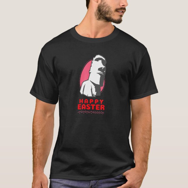 Happy Easter   Easter Parody Easter Islands Statue T-Shirt (Front)