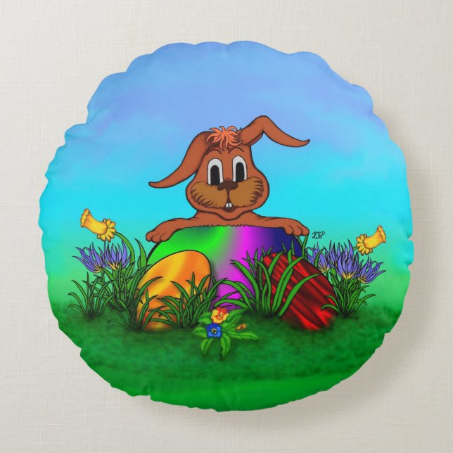 Happy Easter! Easter Rabbit Round Cushion (Front)