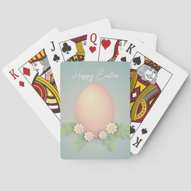Happy easter egg and daisy flowers playing cards (Back)