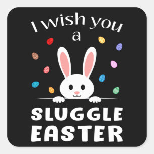 Happy Easter Egg Animal Bunny Easter Funny Gift Square Sticker