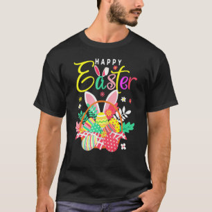 Happy Easter Egg Basket Bunny Ears T-Shirt