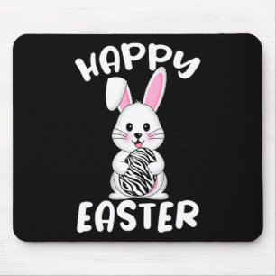 Happy Easter Egg Bunny Zebra Print Bunny Easter Co Mouse Pad