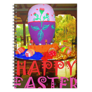 Happy Easter Egg Centerpiece for Spring Spiral Notebook