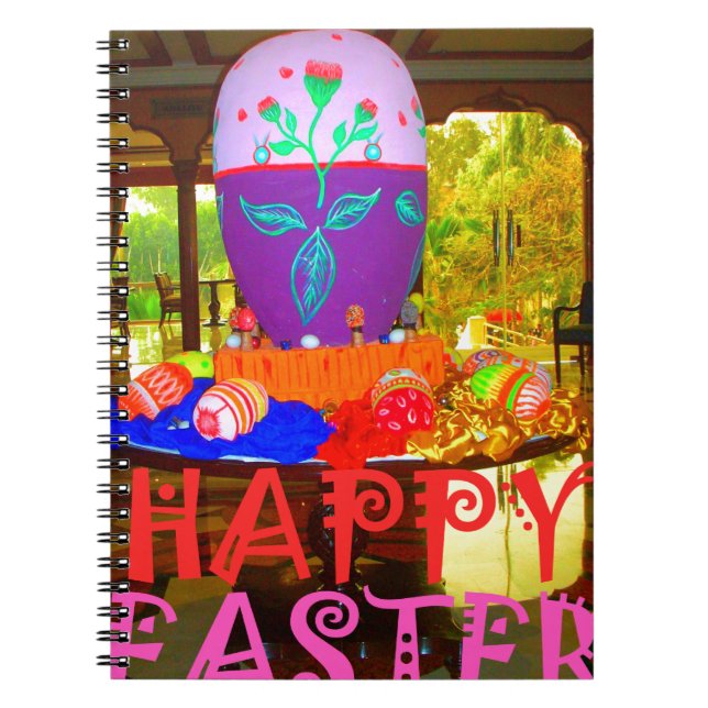 Happy Easter Egg Centerpiece for Spring Spiral Notebook (Front)