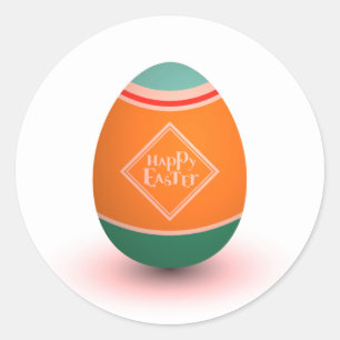 happy easter egg classic round sticker