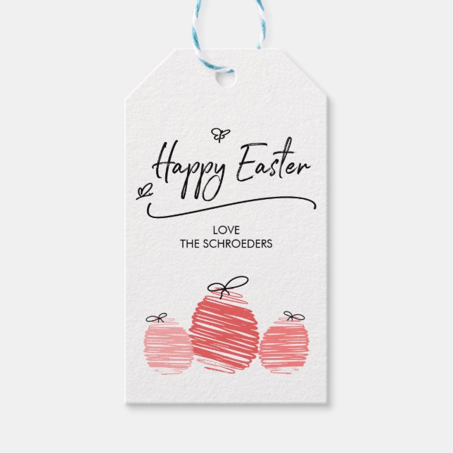 Happy Easter Egg Doodle Gift Tags (Front)