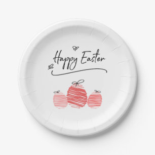 Happy Easter Egg Doodle Paper Plate
