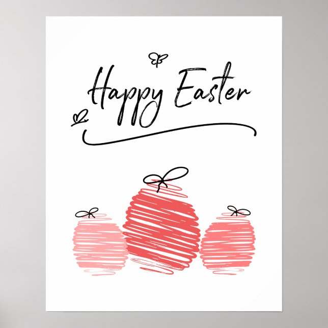 Happy Easter Egg Doodle Sign Poster (Front)
