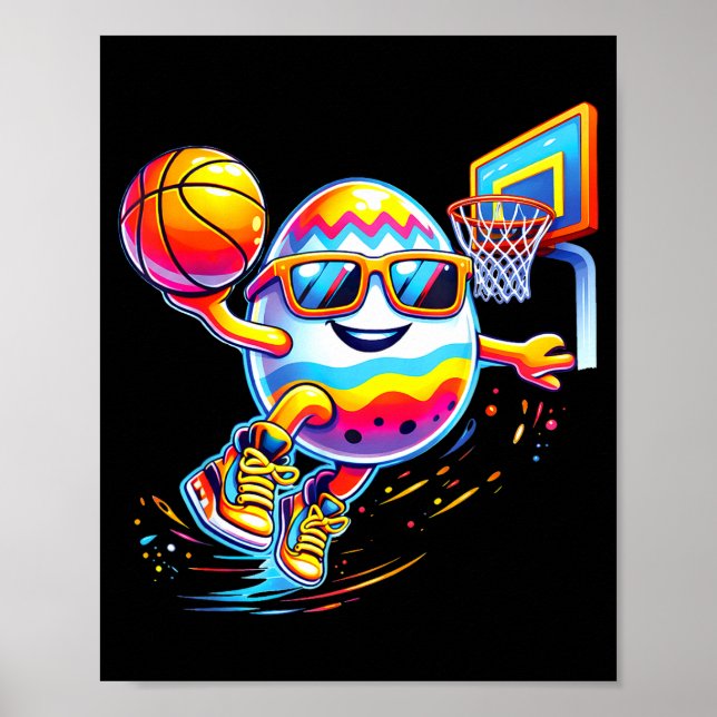 Happy easter egg dunking bunny basketball boysHapp Poster (Front)