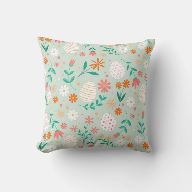 Happy Easter Egg Floral Cushion (Front)
