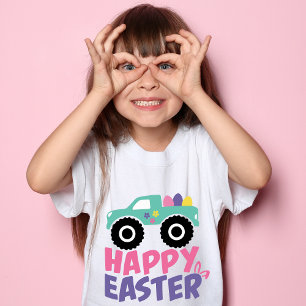 Happy Easter Egg Girly Truck Modern T-Shirt