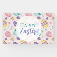 Happy Easter Egg Hunt Pattern Colourful pastel 