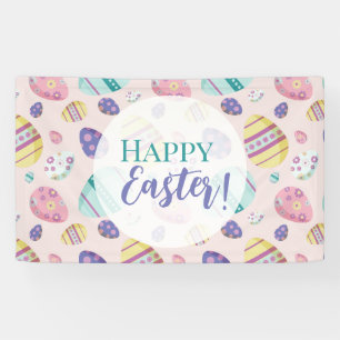 Happy Easter Egg Hunt Pattern Colourful pastel  Banner