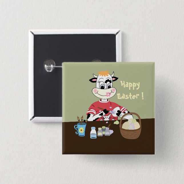 Happy Easter egg painting event button (Front & Back)