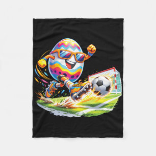 Happy Easter Egg Playing Soccer Lovers Boys Kids T Fleece Blanket