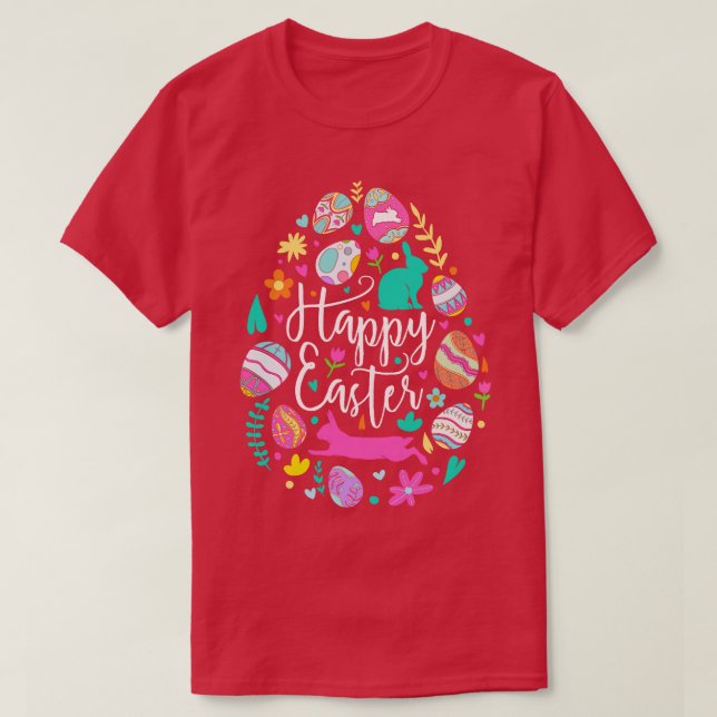 Happy Easter Egg Rabbit Bunny  T-Shirt (Design Front)