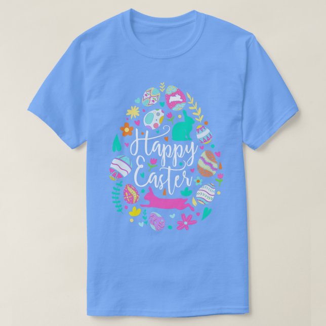 Happy Easter Egg Rabbit Bunny  T-Shirt (Design Front)