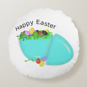 "HAPPY EASTER" EGG ROUND CUSHION