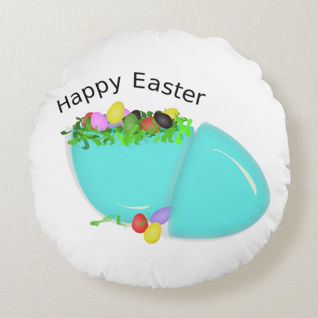 "HAPPY EASTER" EGG ROUND CUSHION (Front)