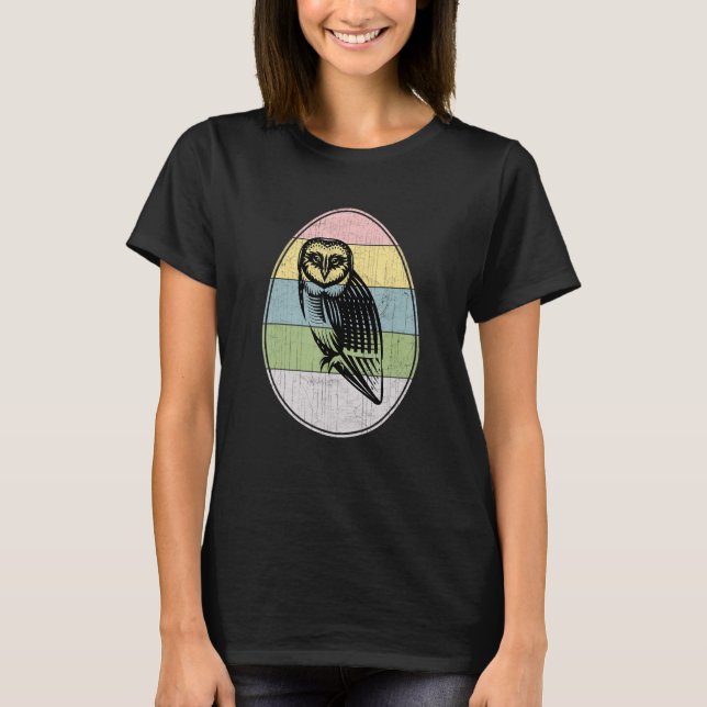Happy Easter Egg Snowy Owl Graphic Cool Easter Day T-Shirt (Front)