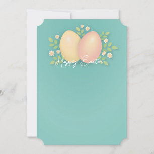 Happy Easter eggs and flowers soft blue Holiday Card