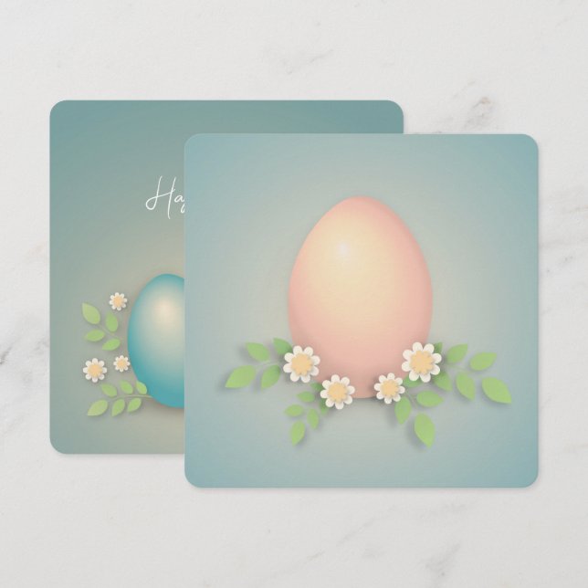 Happy easter eggs and flowers thank you card (Front/Back)