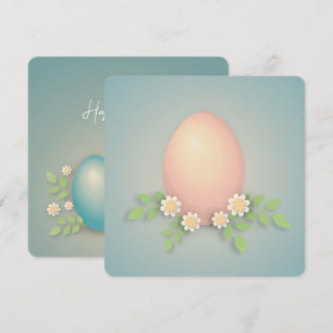 Happy easter eggs and flowers thank you card